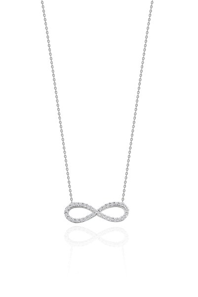 Aykat 925 Ayar Gümüş Kolye Sonsuzluk Işareti Taşlı Kadın Kolyesi Modeli Uc-203