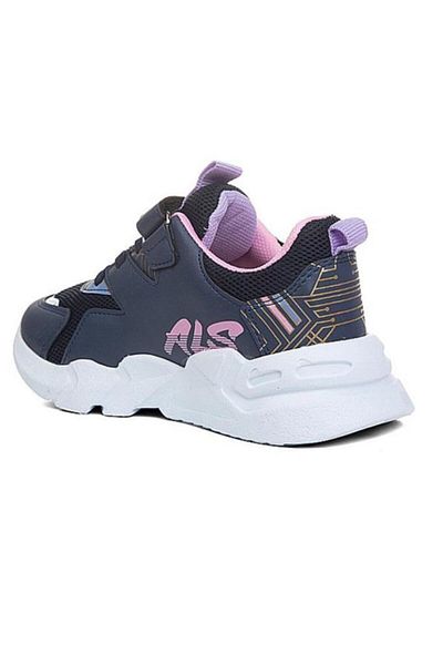 Alessio Children's Navy Blue Pink White Anorak Velcro Booties Sneakers 049