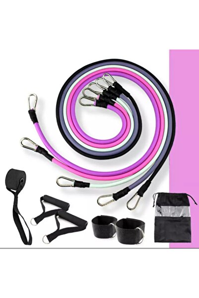 Leyaton 11 Parça Lateks Egzersiz Bandı Çekme Halatı Egzersiz Seti