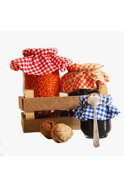 Çizgikare Blue Gingham Fabric Jar Lid (16 CM) - Price is for 10 Pieces