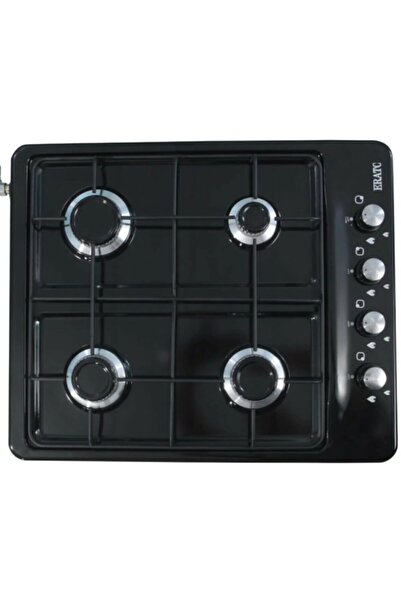 ERATO 4 Gözlü Set Üstü Ocak Doğalgaz Uyumlu Siyah Üstten Düğmeli Siyah
