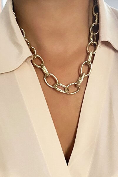 Clare's Store قلادة سلسلة سميكة من الذهب الخفيف