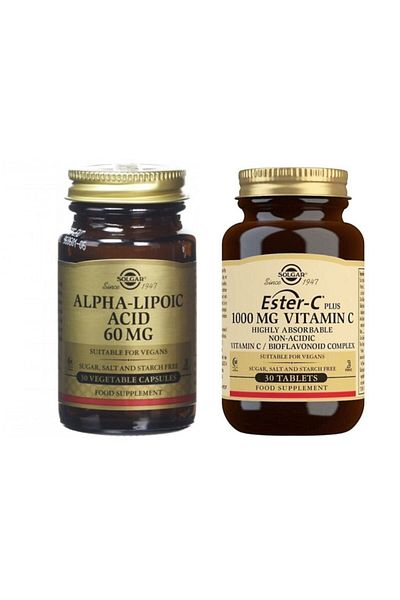 Solgar Alpha Lipoic Acid and Ester-C Plus 60 Mg+1000 Mg 30 Tablets