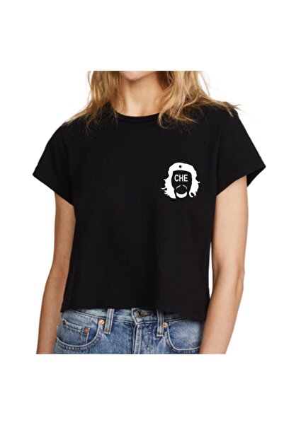 HediyeMania Tricou negru pentru femei cu design Che Guevara din bumbac tricou