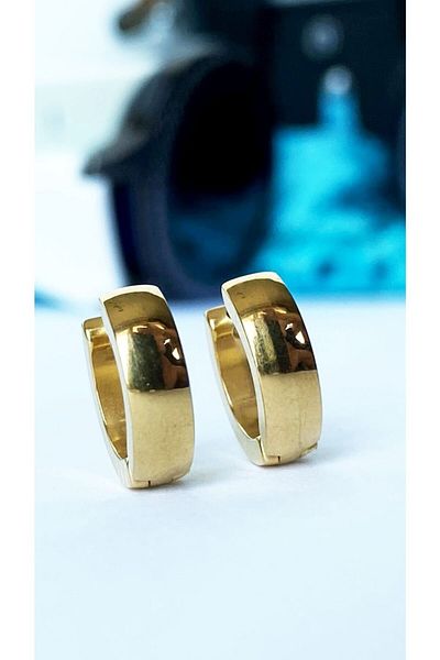 axexuar Gold Yellow Color Curved Hoop 316l Steel Earrings Unisex Women Men