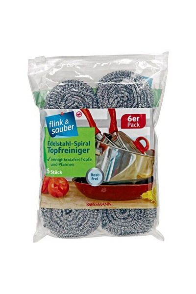 Flink Sauber F&s Spiral Scrub Rosalt Dish Wire Set of 6
