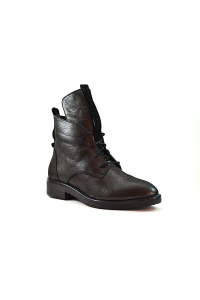 Beety Γυναικείες casual μπότες από γνήσιο δέρμα σε γκρι φερμουάρ