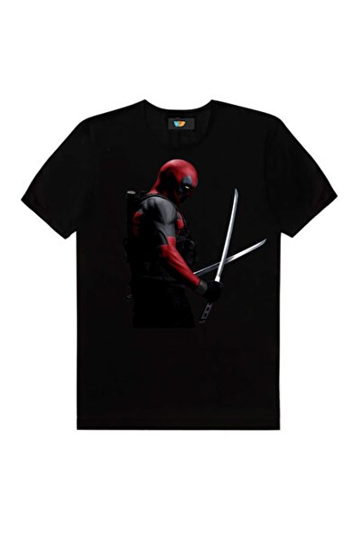 GALASHOP Deadpool Kılıçlı Siyah Erkek Tişört T-shirtü