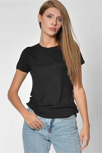 Zegy Tricou basic cu guler rotund - negru