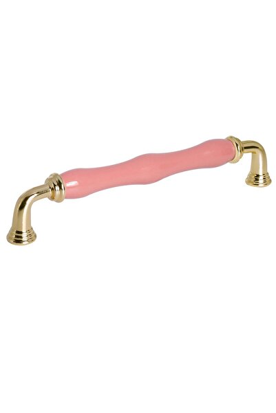 Porcellana Perla Porselen Kulp Dolap Çekmece Mobilya Mutfak Kulbu Safir160mm-pembe-altın-stk0550