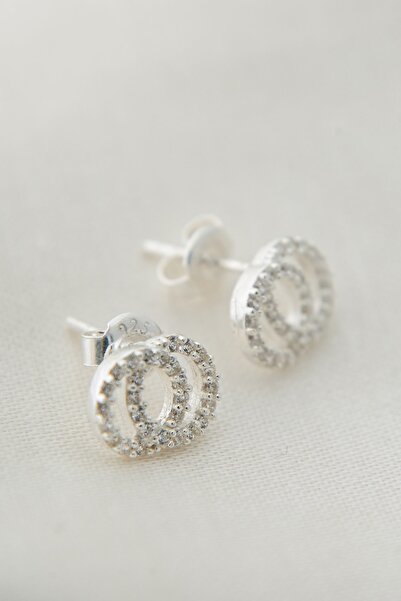 Elika Silver Kadın Iç Içe Halka Model 925 Ayar Gümüş Küpe