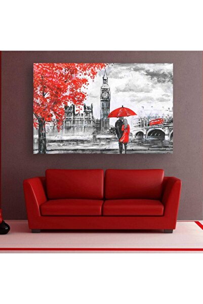 Piri Kanvas Tablo Şemsiyeli Romantik Çift Aşk Temalı Kanvas Tablo