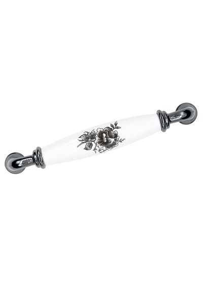 Porcellana Perla Porcelain Handle Cabinet Drawer Furniture Kitchen Handle Ruby 128Mm-White-Smoked-Stk093