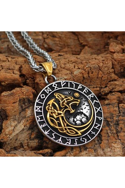 Viking Thor Back Freki Odin Nordic Norse Mythology 316l Necklace