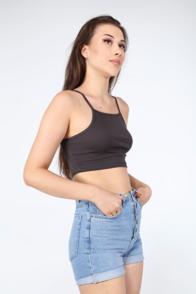 AFŞAR MODA Women's Rope Strap Crop Blouse