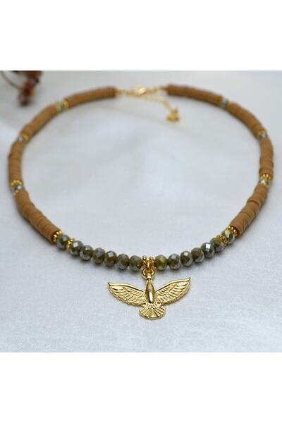 Y&M PERLA ACCESSORİES Kadın Kahverengi Fimo Boncuklu Kolye