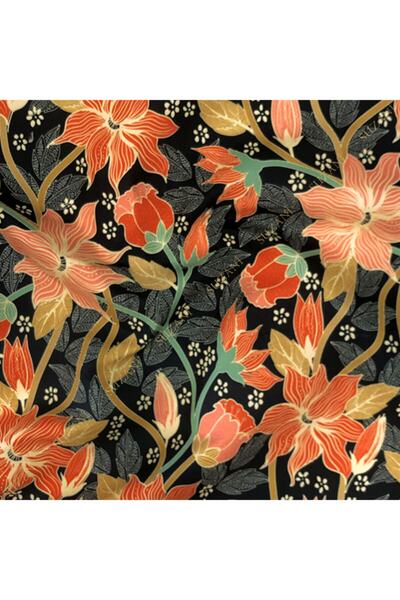 SUZANİ Turuncu Çiçekli Dijital Baskılı Kumaş Kms-0898