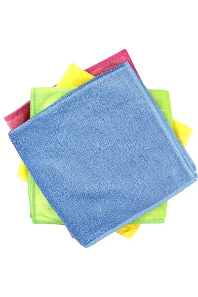 SİLVER HOME 4 قطع من قماش التنظيف من الألياف الدقيقة مقاس 40 × 40 سم من يونيفرسال لامع