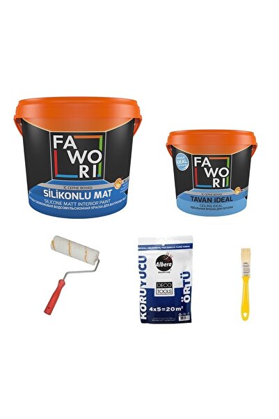 Fawori Silikonlu Mat Iç Cephe Duvar Boyası 20 Kg + Tavan Boyası 10 Kg + Set R...