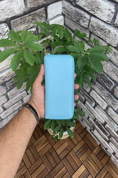 GUARD Safiano Turquoise Zippered Portfolio Wallet