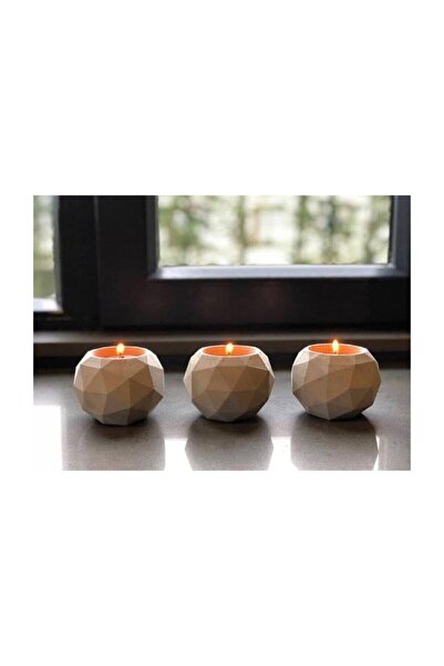 Genel Markalar Geometrik Kuçük Boy 3”lü Beyaz Ham Mumluk