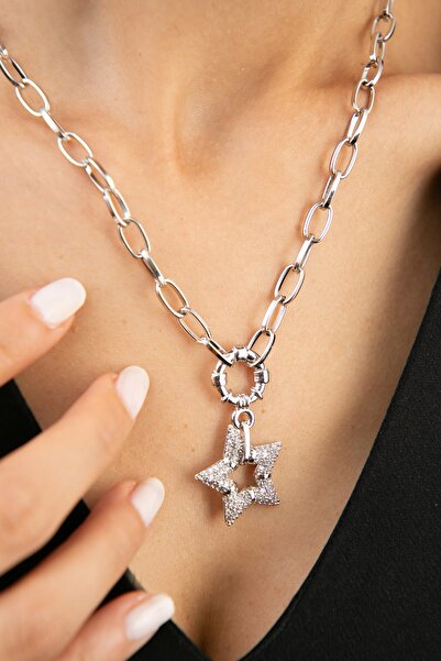 Elika Silver Kadın Taşlı Yıldız Model Kolye