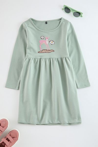TRENDYOLKIDS Βαμβακερό Μέντα Μίντι Πλεκτό Φόρεμα - TKDAW25EL00008