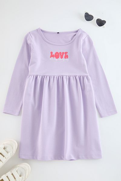 TRENDYOLKIDS Bavlněné Lilac Midi Pletené šaty - Tkdaw25El00008