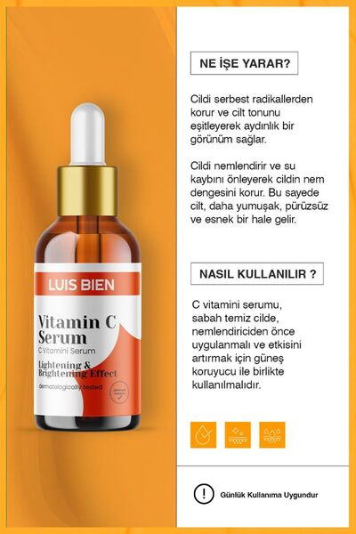 Luis Bien %20 C Vitamini Serumu – Leke Karşıtı & Cilt Aydınlatıcı, Ferulik Asit Destekli