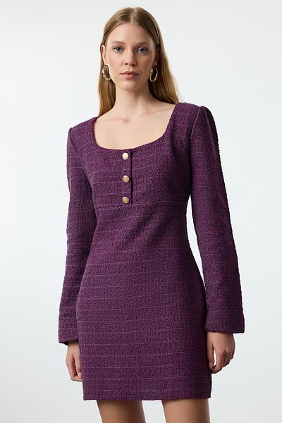 Trendyol Collection Rochie țesătă din tweed verde TWOAW23EL00938