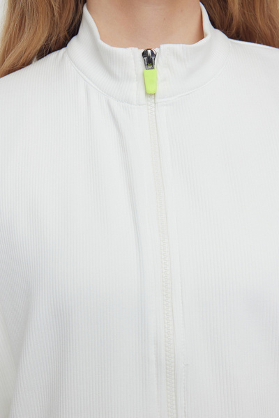 Trendyol Collection Λευκό αθλητικό φούτερ Scuba Fabric με φερμουάρ - THMAW25SW00003