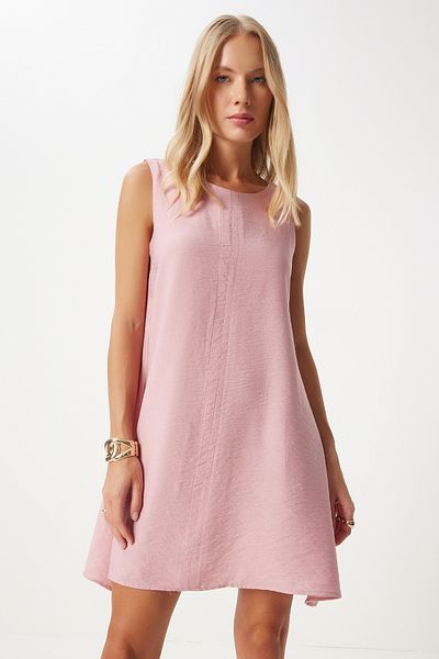 Happiness İstanbul Damen Dusty Rose Summer Woven Bell Dress BF00067