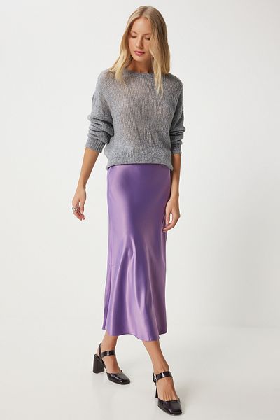 Happiness İstanbul Lila Satin-Damenrock – FN03361