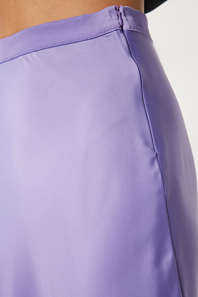Happiness İstanbul Világos lila szatén női szoknya - FN03361
