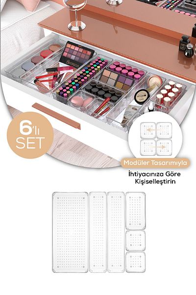 Vienev 6-Piece In-Drawer - In-Cabinet Bathroom Makeup Jewelry Organizer