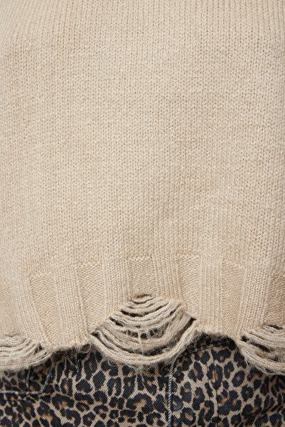 Trendyol Collection Stone Crop Wide Fit Pulover moale cu textura moale și detaliu de curățare TWOAW24KZ00319