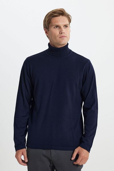 AC&Co / Altınyıldız Classics Men's Navy Blue Standard Fit Regular Cut Full Turtleneck Knitwear Sweater
