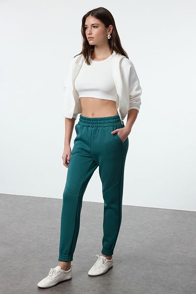 Trendyol Collection Petrolfarbene Basic Jogger Sweatpants - Dicke Innenseite, Fleece, Gestrickt TWOAW21EA0010
