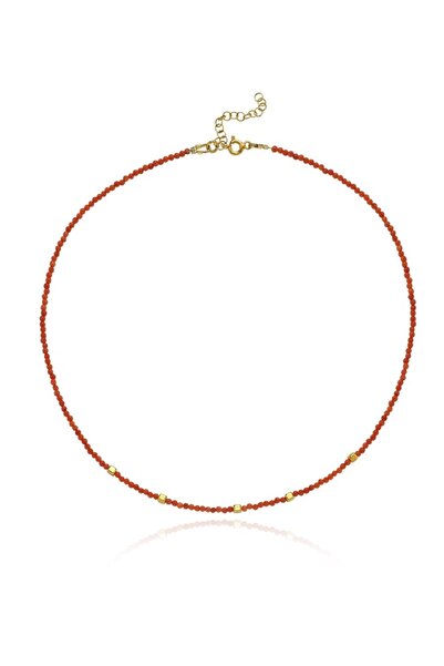 LİNYA JEWELLERY Mira Kırmızı Mercanlı Küçük Toplu Kolye