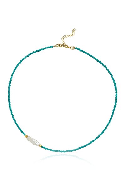 LİNYA JEWELLERY Meg Turkuaz Küçük İncili Kolye