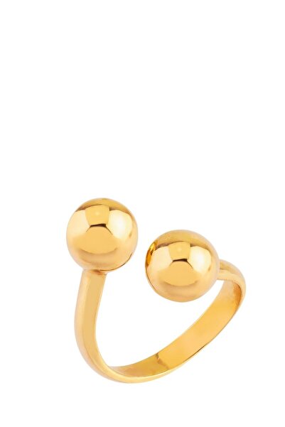 LİNYA JEWELLERY Çift Topçuklu Yüzük Gold