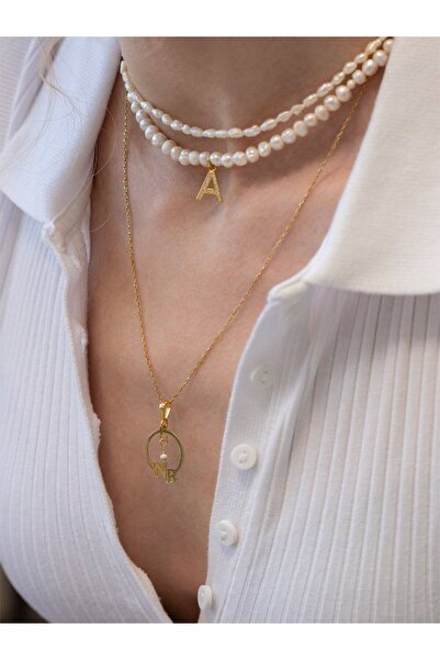 LİNYA JEWELLERY Kişiye Özel Harfli Kum Inci Kolye A