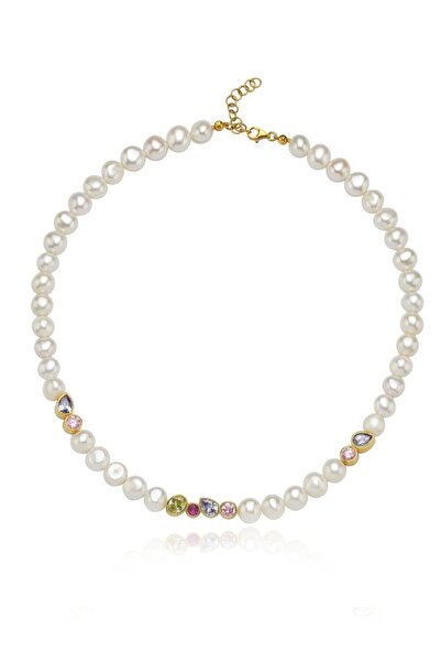 LİNYA JEWELLERY Diana Renkli Taşlı İnci Kolye