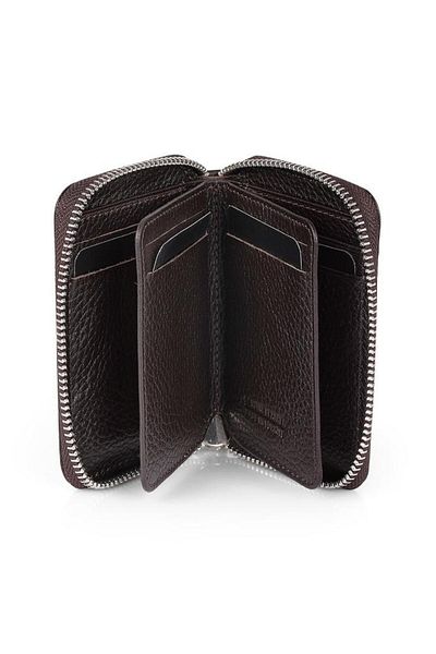 Daniel Klein Dkl0796-3 Rectangular Zipper Made of Real Leather Brown Women's Wallet
