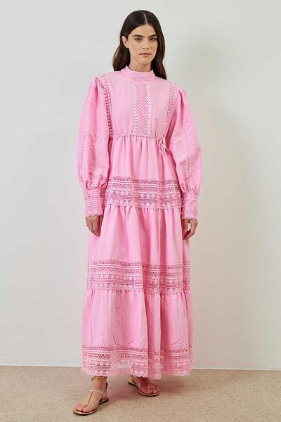 Hooopstore Φόρεμα με ροζ δαντέλα με λεπτομέρειες