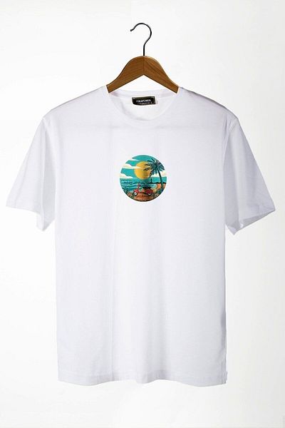 Pink Sky Λευκό μπλουζάκι Oversize - Crew Neck, Scooter Printed