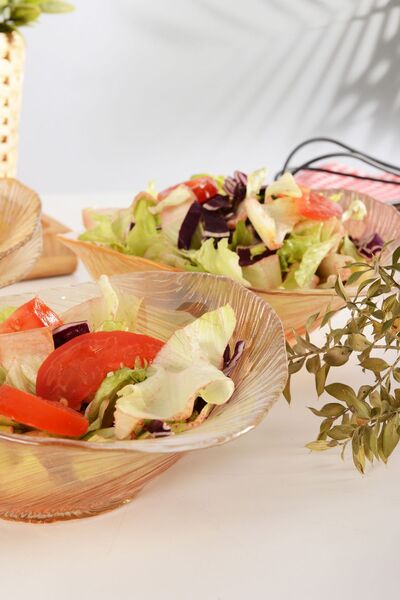 ANGDESİGN Angdesign Elisya Glass Salad Bowl - 4 Pieces Medium Amber