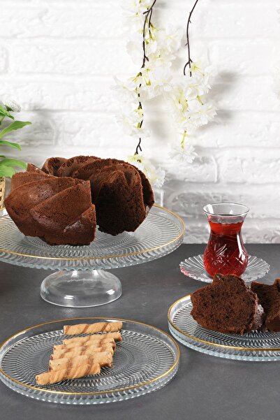 ANGDESİGN AngDesign Marseille Glass Cake-Sweet-Cake Set 7 Pieces-Transparent With Luster