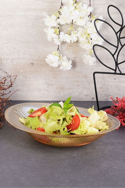 ANGDESİGN Angdesign Rays Oval Glass Salad Bowl-large-amber with Luster