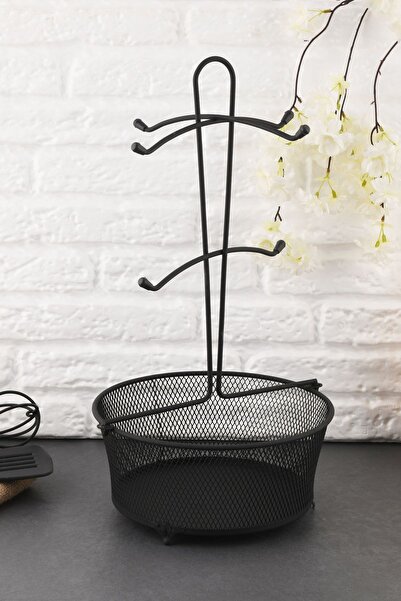 ANGDESİGN AngDesign Metal Tea & Coffee Cup Stand-Black- 6-seater